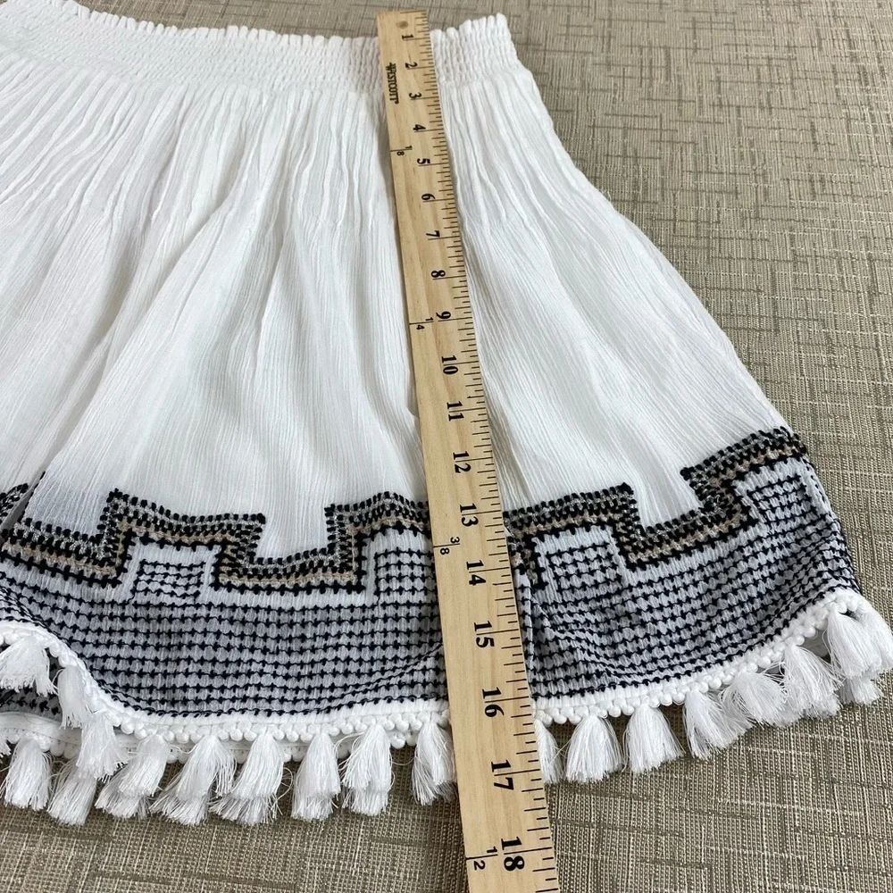 J. Crew White Mini Skirt with Black Embroidery